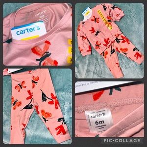 Carters pink and flowers outfit Sz 6 months NEW